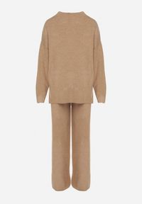 Born2be - Ciemnobeżowy Dzianinowy Komplet z Wełną Spodnie i Sweter Tesira. Kolor: beżowy. Materiał: dzianina, wełna #2