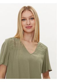 Vila T-Shirt Mesa 14092019 Zielony Regular Fit. Kolor: zielony. Materiał: wiskoza