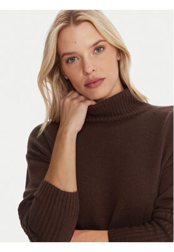 Marella Golf Biro 2525366122 Brązowy Regular Fit. Typ kołnierza: golf. Kolor: brązowy. Materiał: wełna