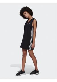 Adidas - Sukienka dzianinowa adidas. Kolor: czarny. Materiał: bawełna, dzianina #1