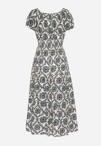 Born2be - Czarna Sukienka z Bawełną i Bufiastymi Rękawami Revilee. Okazja: na co dzień, na spacer. Kolor: czarny. Materiał: bawełna. Wzór: aplikacja. Styl: casual, elegancki #4