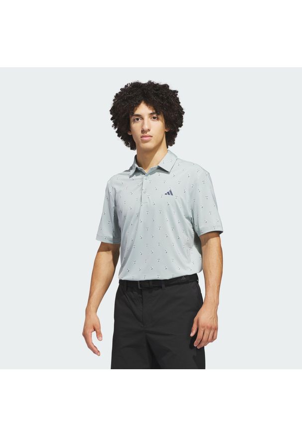 Adidas - Koszulka Polo Ultimate365 Essence Print Climacool. Typ kołnierza: polo. Kolor: zielony. Długość rękawa: krótki rękaw. Długość: krótkie. Wzór: nadruk. Styl: sportowy