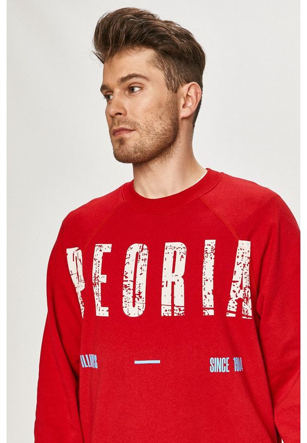 CATerpillar - Caterpillar - Bluza. Okazja: na co dzień. Kolor: czerwony. Długość rękawa: raglanowy rękaw. Wzór: nadruk. Styl: casual