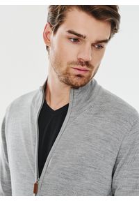 Pako Lorente - PAKO LORENTE – Męski rozpinany sweter w szarym kolorze. Kolor: szary, niebieski. Materiał: wełna, akryl, poliamid. Sezon: jesień #5
