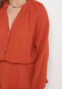 Born2be - Pomarańczowy Bawełniany Kombinezon z Elastyczną Gumką w Talii i Spódnico-Spodenkami Gleasea. Okazja: na co dzień. Kolor: pomarańczowy. Materiał: bawełna. Styl: casual, elegancki #4