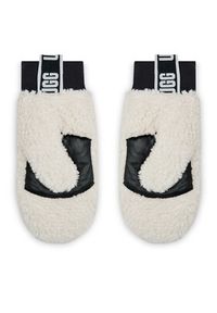 Ugg Rękawiczki Damskie W Sherpa Mitten W Logo Tape 21631 Biały. Kolor: biały. Materiał: materiał #2