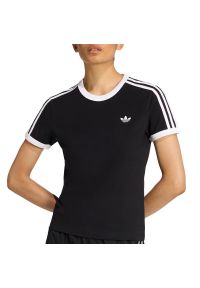 Adidas - Koszulka damska adidas Originals 3-Stripes Slim KD7980 - czarna. Kolor: czarny. Materiał: skóra, materiał, bawełna, elastan. Wzór: paski, aplikacja #1