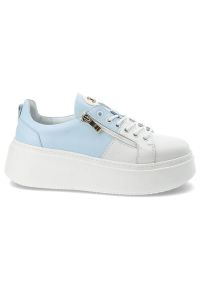 DAMISS - Niebieskie Sneakersy Damiss Wygodne Buty Damskie Na Platformie. Okazja: na co dzień, na spacer, na uczelnię. Kolor: niebieski. Materiał: materiał. Obcas: na platformie. Sport: turystyka piesza #7