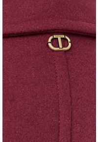 TwinSet - Twinset płaszcz wełniany kolor bordowy przejściowy dwurzędowy. Kolor: czerwony. Materiał: wełna. Styl: klasyczny #3