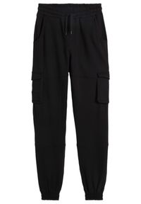 bonprix - Spodnie chłopięce bojówki sportowe z bawełny organicznej. Kolor: czarny. Materiał: bawełna. Styl: sportowy