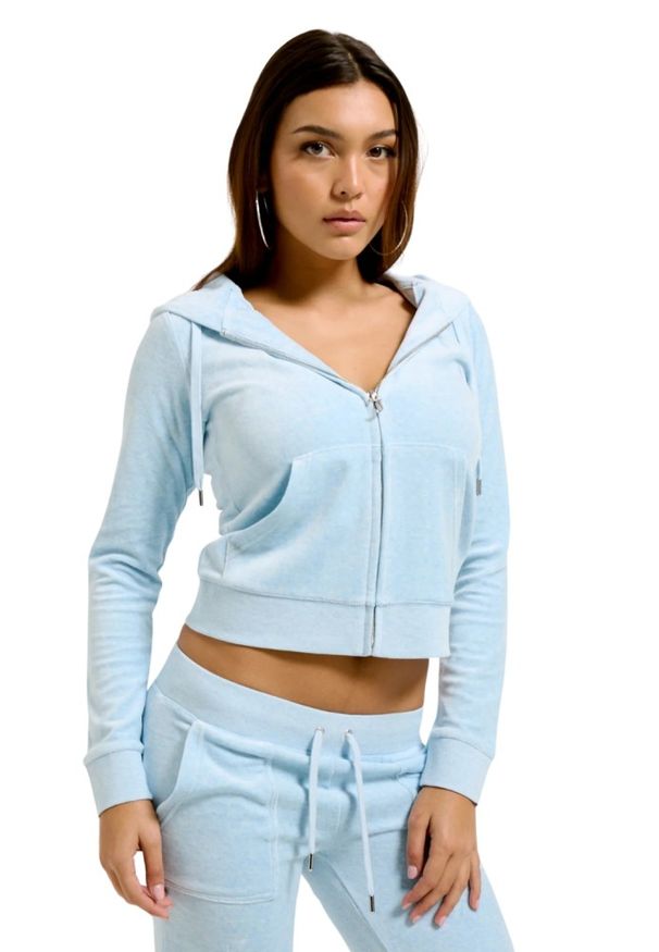 Juicy Couture - JUICY COUTURE Błękitna damska bluza Robertson Hoodie. Kolor: niebieski