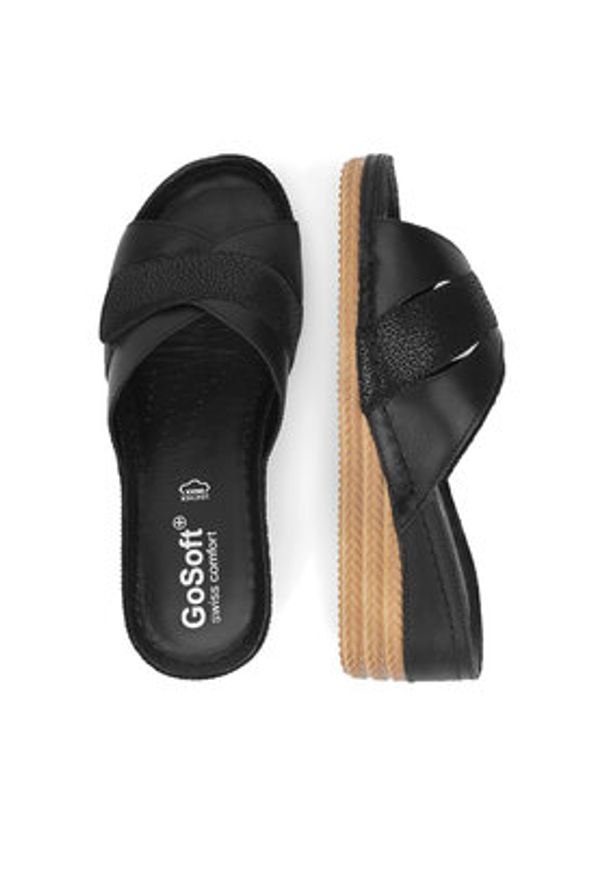 Go Soft Klapki ARC-2309-07 Czarny. Kolor: czarny. Materiał: skóra