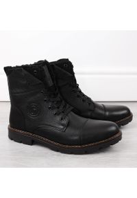 Skórzane botki buty męskie ocieplane wełną czarne Rieker 32133-00. Kolor: czarny. Materiał: skóra ekologiczna #1