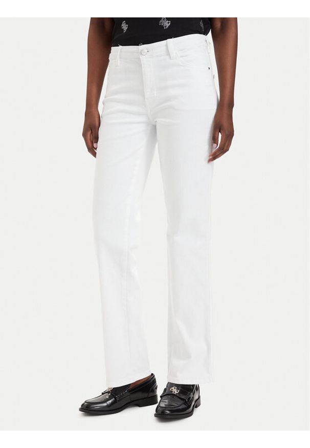 Guess Jeansy W6GA15 D0705 Biały Straight Fit. Kolor: biały