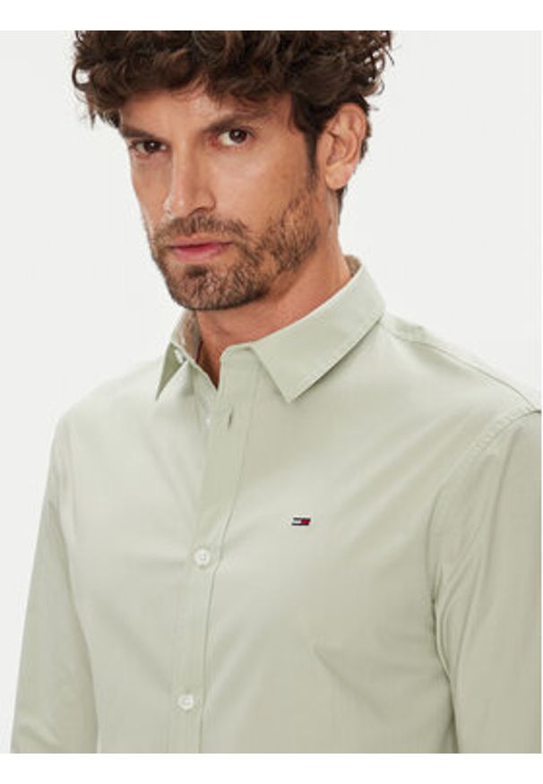 Tommy Jeans Koszula Original DM0DM04405 Zielony Slim Fit. Kolor: zielony. Materiał: bawełna