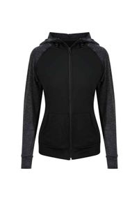 JUST COOL - Damska Bluza Z Kapturem Z Kontrastowym Zamkiem Błyskawicznym. Typ kołnierza: kaptur. Kolor: czarny, szary, brązowy, wielokolorowy #1