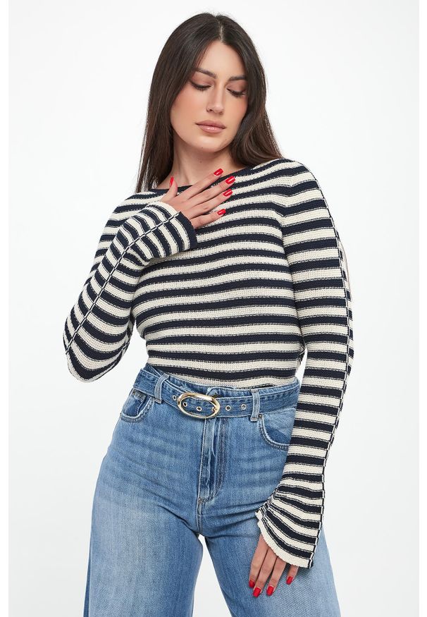 Twinset Milano - Sweter damski w paski TWINSET. Wzór: paski