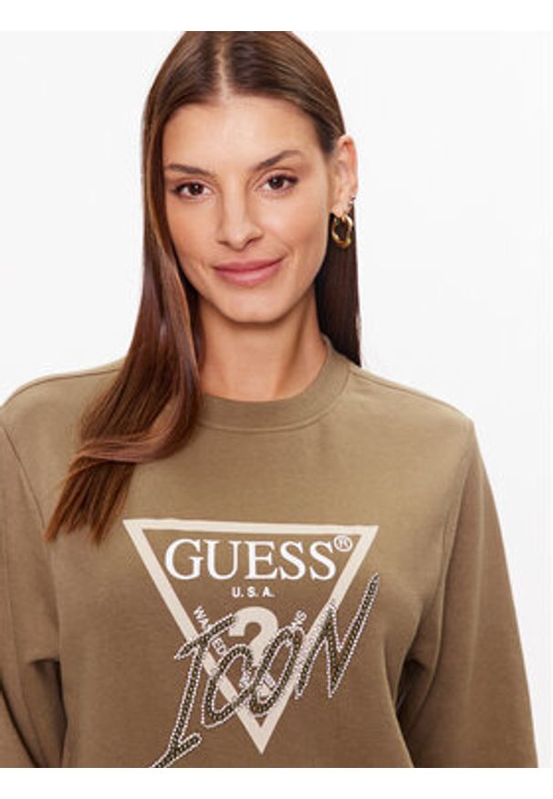 Guess Bluza W3YQ01 KB683 Zielony Regular Fit. Kolor: zielony. Materiał: bawełna, syntetyk