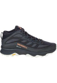 Buty trekkingowe męskie Merrell Moab Speed Mid Gtx. Kolor: czarny, pomarańczowy, wielokolorowy. Materiał: syntetyk, materiał. Szerokość cholewki: normalna