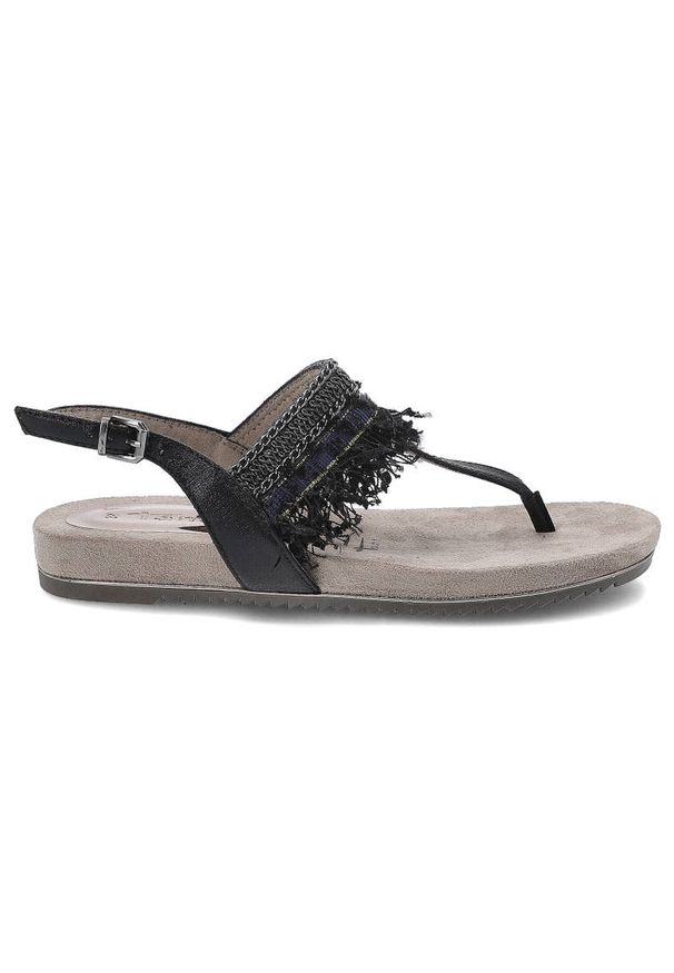 Czarne Sandały Tamaris Damskie Wygodne Obuwie. Kolor: czarny. Materiał: materiał. Wzór: aplikacja. Sezon: lato. Obcas: na platformie. Styl: boho