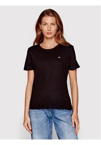Tommy Jeans T-Shirt Soft Jersey DW0DW14616 Czarny Regular Fit. Kolor: czarny. Materiał: bawełna