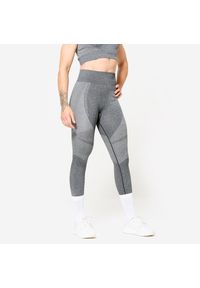 DOMYOS - Legginsy fitness damskie Domyos 900. Stan: podwyższony. Kolor: czarny. Materiał: materiał, poliamid, poliester, elastan. Sport: fitness