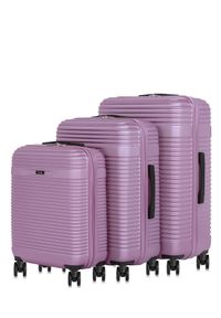 Ochnik - Komplet walizek na kółkach 19''/24''/28''. Kolor: fioletowy. Materiał: materiał, poliester, guma, kauczuk #1