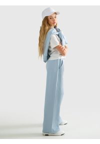 Big-Star - Spodnie dziewczęce dresowe z prostą nogawką błękitne Longencja 401/ Michelle 401. Okazja: na uczelnię. Kolor: niebieski. Materiał: dresówka. Wzór: aplikacja, nadruk. Styl: elegancki