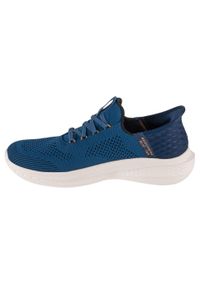 skechers - Buty sportowe Sneakersy męskie, Slip-ins: Slade - Quinto. Kolor: niebieski. Sport: turystyka piesza