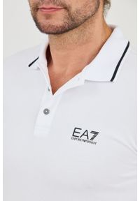 EA7 Emporio Armani - EA7 Biała koszulka polo. Typ kołnierza: polo. Kolor: biały