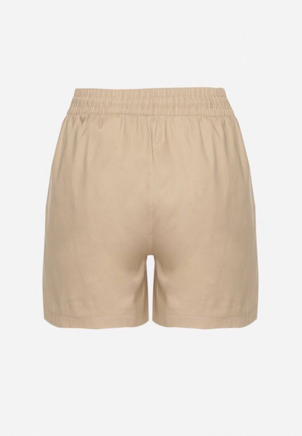 Born2be - Beżowe Dresowe Szorty o Prostym Kroju z Wiązaniem i Kieszeniami Foladea. Okazja: na co dzień, na spacer. Kolor: beżowy. Materiał: dresówka. Styl: casual, klasyczny