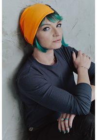 Hultaj Polski - Czapka Hultajka Dzielona z Mandarynką. Materiał: bawełna, elastan, dzianina. Styl: klasyczny