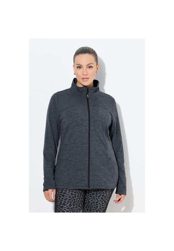 ULLA POPKEN - Damskie Bluza funkcyjna wąski krój stójka długi rękaw. Typ kołnierza: kołnierzyk stójkowy. Kolekcja: plus size. Kolor: czarny. Materiał: materiał, poliester, elastan. Długość rękawa: długi rękaw. Długość: długie