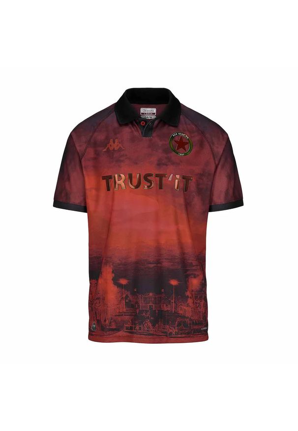 Kappa - Koszulka Wyjazdowa Red Star FC 2024/25. Kolor: wielokolorowy, czarny, czerwony. Sport: piłka nożna
