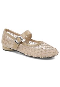 Baleriny damskie Filippo, cholewka z materiału tekstylnego siateczkowego z wykończeniem ze skóry naturalnej licowej na płaskiej podeszwie, beżowe, DP. Okazja: na co dzień. Zapięcie: klamry. Kolor: beżowy. Materiał: materiał, skóra. Szerokość cholewki: normalna. Wzór: ażurowy. Obcas: na płaskiej podeszwie. Styl: elegancki, casual #1