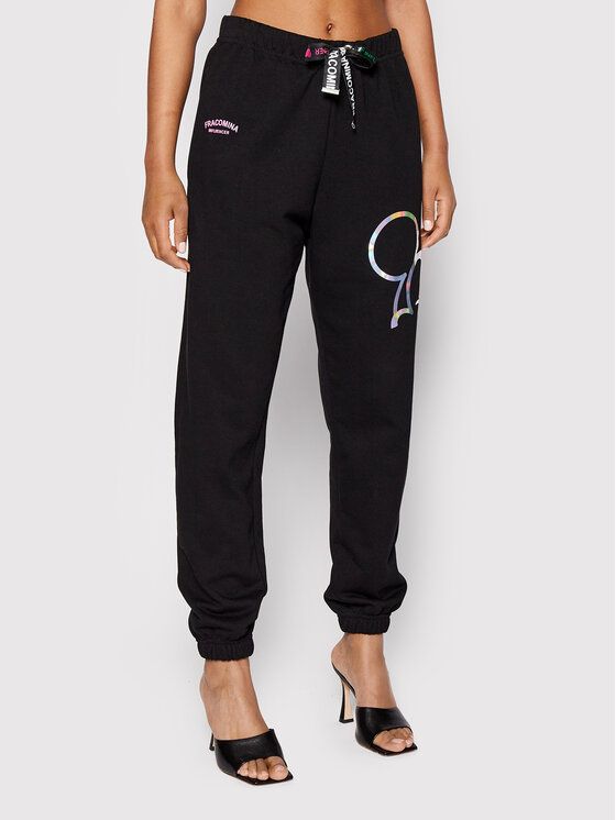 Czarne spodnie dresowe Fracomina z motywem z bajki