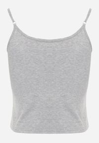 Renee - Szary Prążkowany Top na Ramiączkach z Bawełny z Guzikami Bernesa. Okazja: na co dzień. Kolor: szary. Materiał: prążkowany, bawełna. Długość rękawa: na ramiączkach. Styl: casual #6