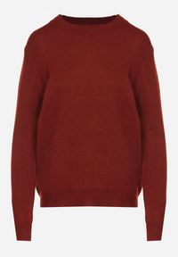 Born2be - Bordowy Klasyczny Sweter z Wełną Mailira. Okazja: do pracy, na co dzień. Kolor: czerwony. Materiał: wełna. Styl: klasyczny #4