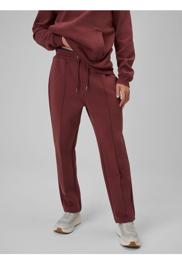 4f - 4F Spodnie dresowe męskie - burgundowe XL. Kolor: czerwony. Materiał: dresówka