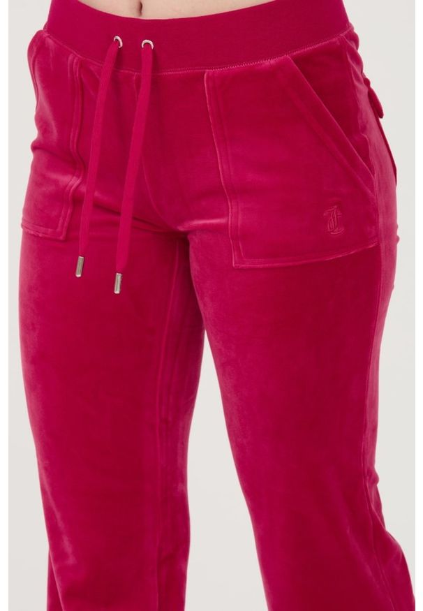 Juicy Couture - JUICY COUTURE Czerwone spodnie dresowe Del Ray Pocketed Pant. Kolor: czerwony. Materiał: dresówka