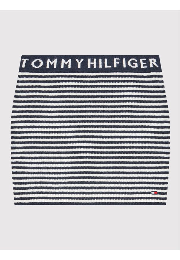 TOMMY HILFIGER - Tommy Hilfiger Spódnica Branded Rib KG0KG06764 D Granatowy Slim Fit. Kolor: niebieski. Materiał: wiskoza