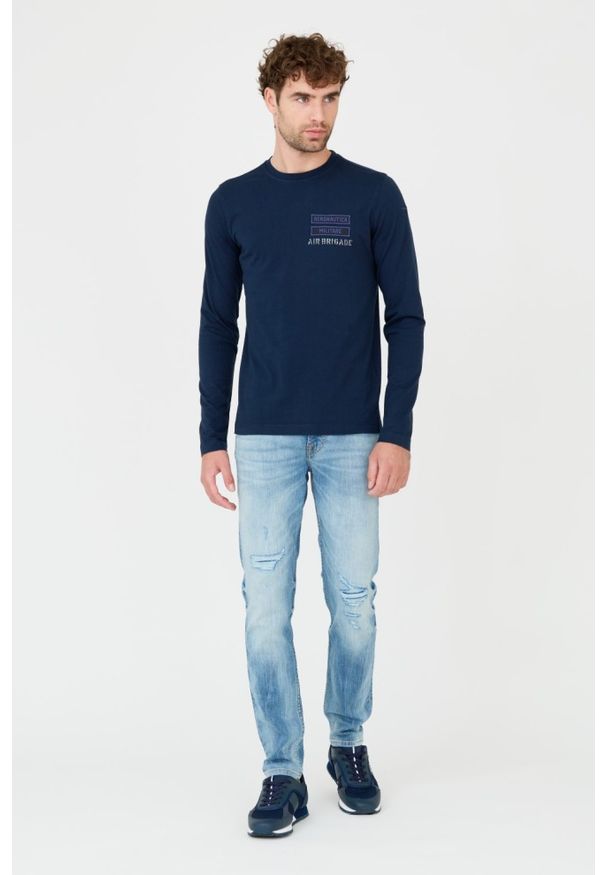 Aeronautica Militare - AERONAUTICA MILITARE Granatowy longsleeve. Kolor: niebieski. Długość rękawa: długi rękaw