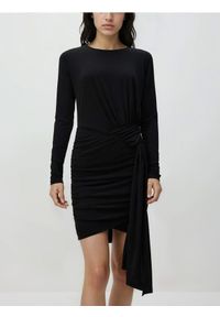 Reserved - Sukienka z ozdobnym detalem - czarny. Kolor: czarny. Materiał: dzianina. Wzór: gładki #1
