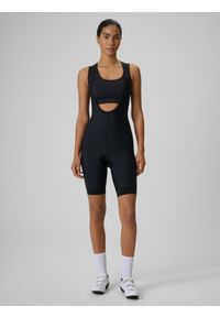 4f - 4F Spodenki kolarskie z piankowo-żelową wkładką damskie - czarne L. Kolor: czarny. Materiał: materiał. Długość: długie. Sport: kolarstwo #1
