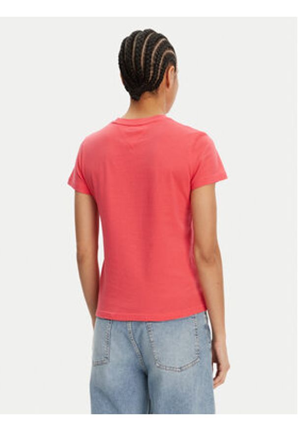 Tommy Jeans T-Shirt Bubble DW0DW21338 Różowy Regular Fit. Kolor: różowy. Materiał: bawełna