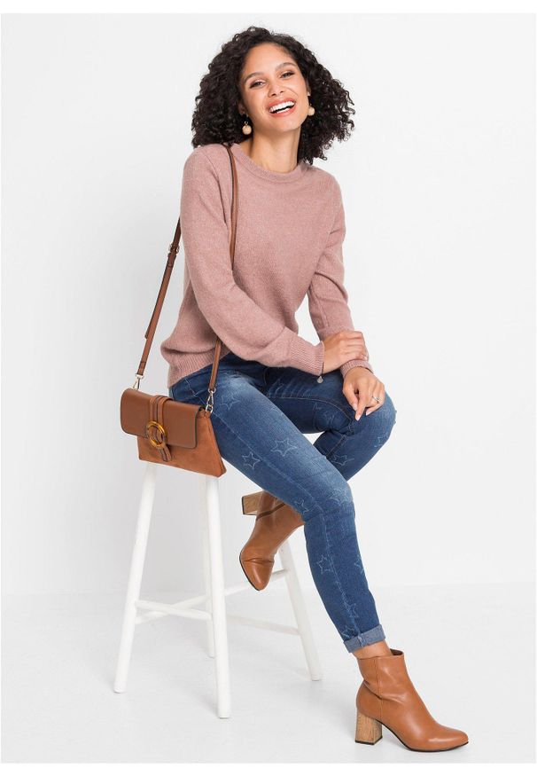 bonprix - Sweter z rękawami balonowymi. Kolor: różowy