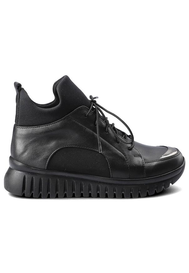 Czarne Sneakersy Damskie Artiker Wygodne Półbuty. Kolor: czarny. Materiał: materiał, skóra. Szerokość cholewki: normalna. Obcas: na platformie. Styl: sportowy