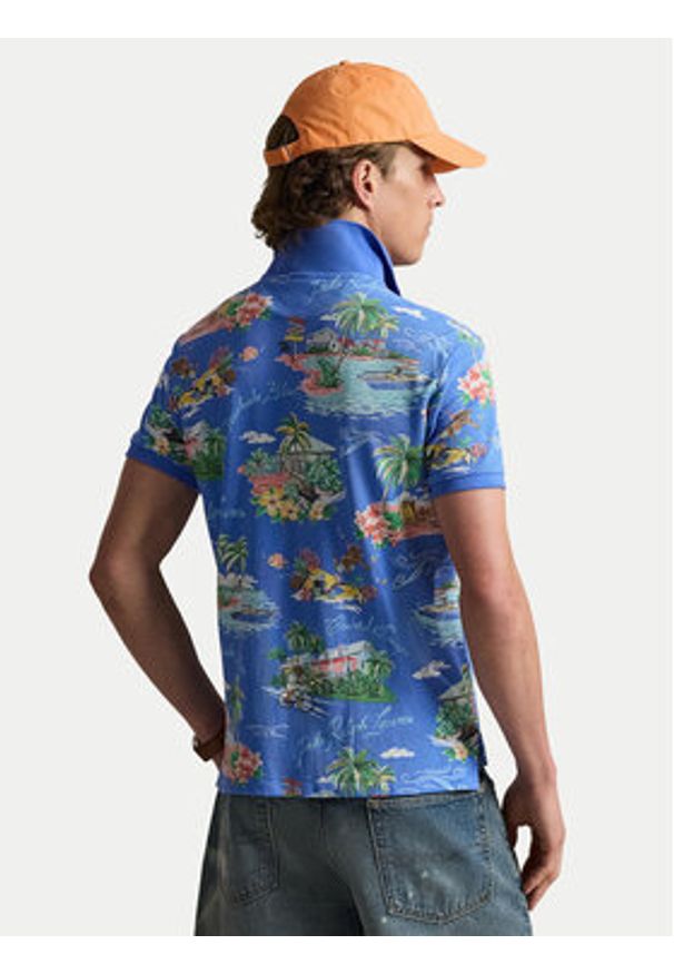 Polo Ralph Lauren Polo 710B14509001 Niebieski Slim Fit. Typ kołnierza: polo. Kolor: niebieski. Materiał: bawełna