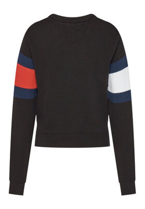 Tommy Jeans Sweter Center Flag DW0DW19335 Czarny Regular Fit. Kolor: czarny. Materiał: bawełna