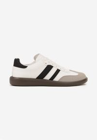 Born2be - Białe Płaskie Sneakersy Ozdobione Paskami Glaria. Nosek buta: okrągły. Zapięcie: pasek. Kolor: biały. Wzór: aplikacja. Obcas: na obcasie. Wysokość obcasa: niski #6